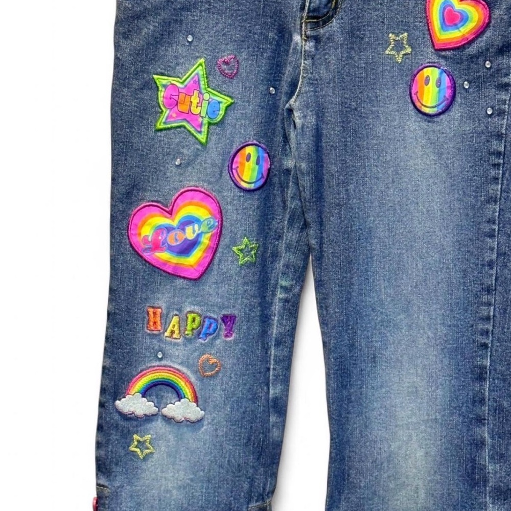 Lisa Frank Girls Sz 7 Vintage Colorful  Flare Jeans Vintage Y2K Boot Cut Rare - Picture 2 of 9